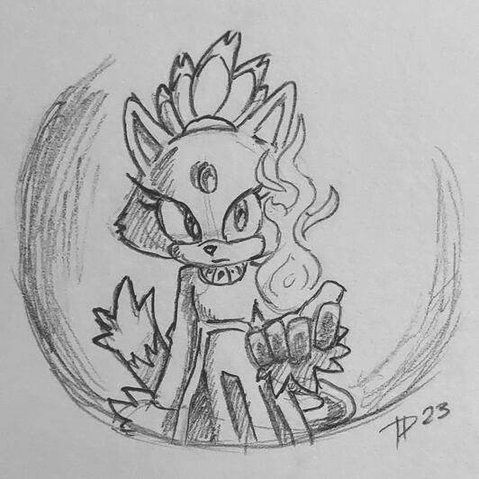 Blaze the Cat pencil sketch